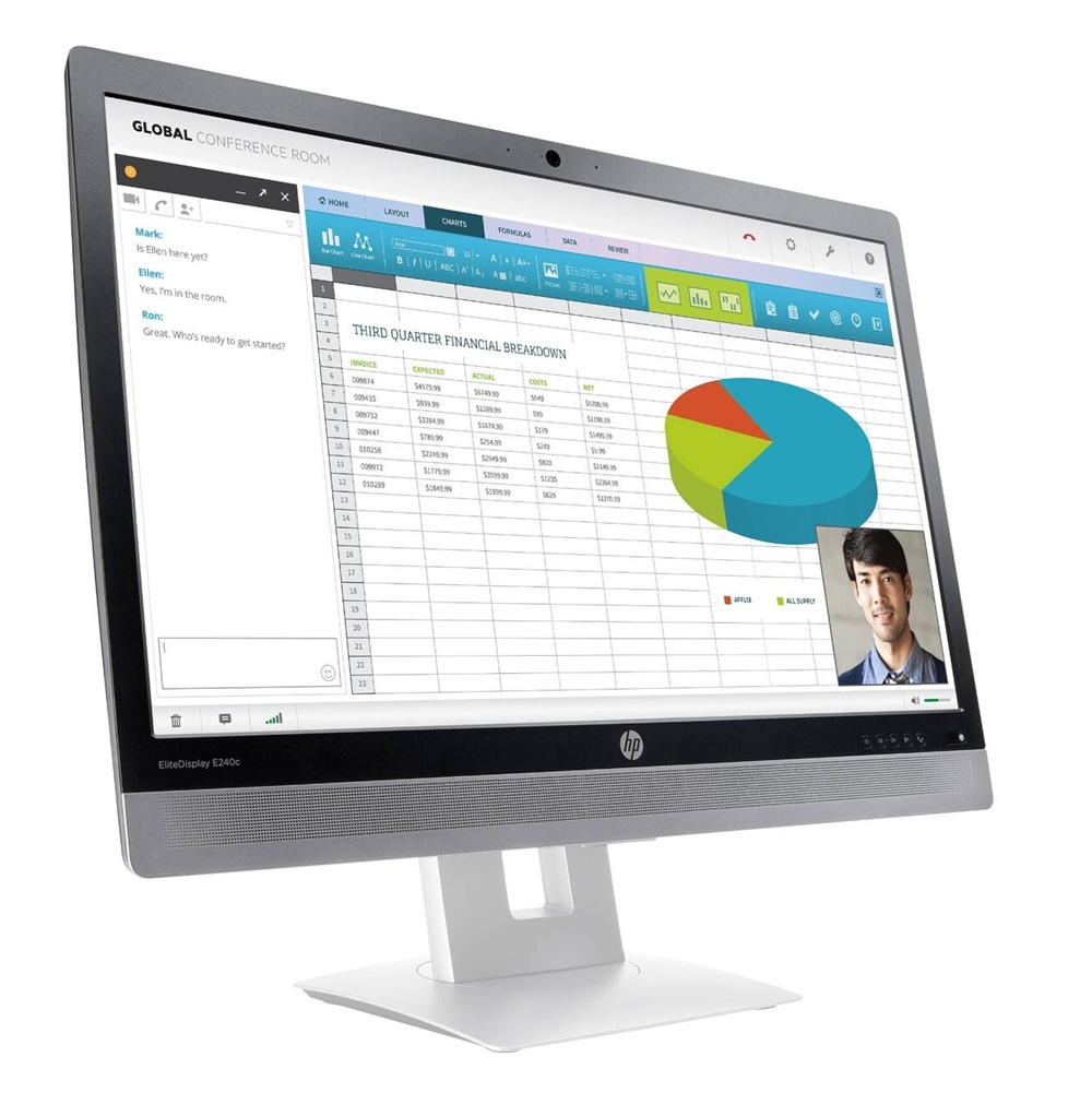 HP EliteDisplay E240c 23.8 inch FHD cu Webcam
